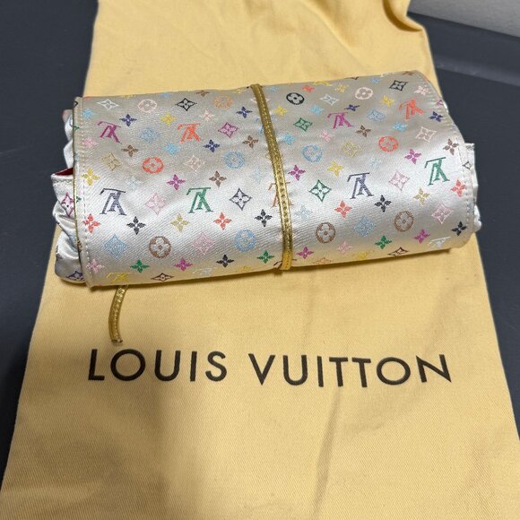 Louis Vuitton White Monogram Multicolor Satin Folding Jewelry Case - Picture 3 of 6